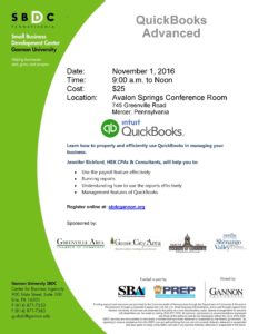 QuickBooks Advanced Seminar @ Avalon Springs Conference Room | Mercer | Pennsylvania | United States