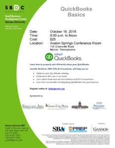 QuickBooks Basics Seminar @ Avalon Springs Conference Room | Mercer | Pennsylvania | United States