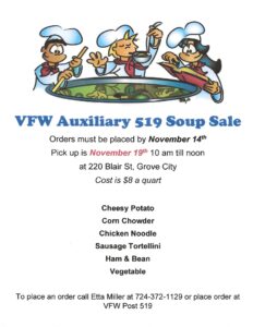 VFW 519 Auxiliary Annual Soup Sale Order Pick Up (Pre-order) @ VFW Post #519
