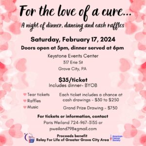 For the Love of a Cure...A night of dinner, dancing and cash raffles @ Keystone Events Center
