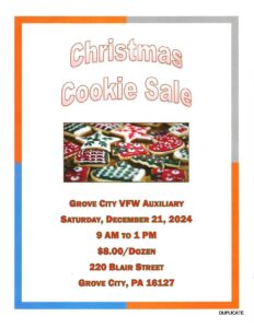 Christmas Cookie Sale - Grove City VFW Auxiliary @ VFW Post #519