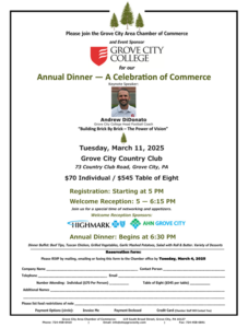 Grove City Chamber's Annual Dinner - A Celebration of Commerce @ Grove City Country Club